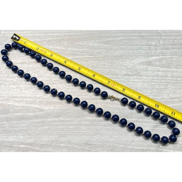 Vintage Navy Blue Beaded Necklace & Bangle Bracelet Set - Picture 3 of 8